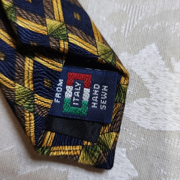 MULBERRY Made in Italy Vintage Handcrafted Silk Abstract Print Tie - Picture 5 of 5